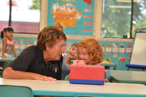 sue-vanis-anna-dworak_5493 EPS pre-school teacher Sue Vanis with Anna Dworak (being photo bombed by Sophia Burke)