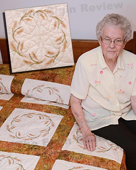 stbonifacequilt_4454 Juan Hoefer shows off this year's quilt.