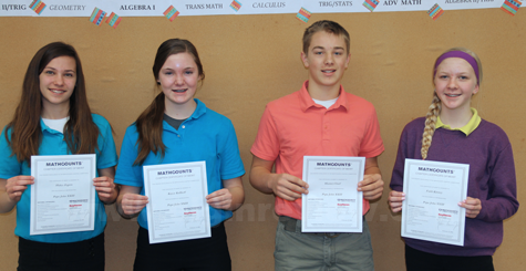 math-counts-img_8212 Haley Zegers, Kayce Kallhoff, Hunter Charf and Faith Kinney. Photo submitted